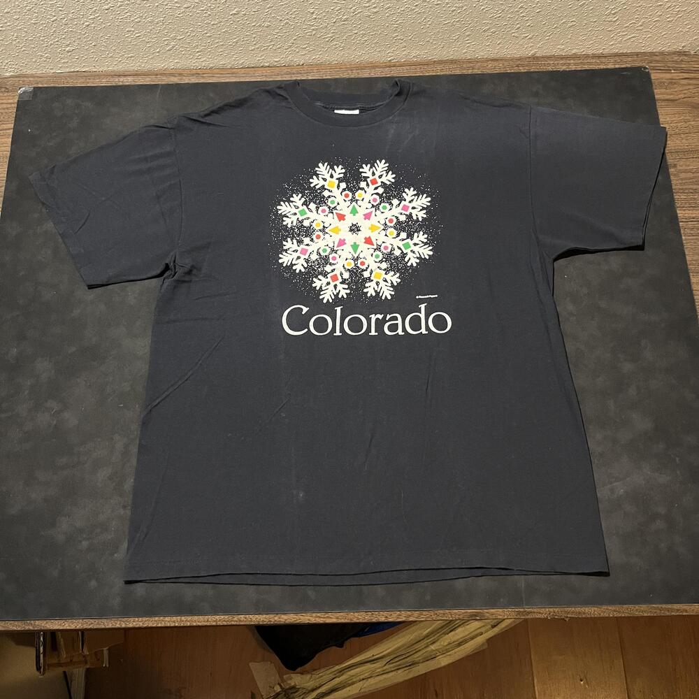 Colorado Folk Art Vintage Peacock Papers Shirt Faded XL Snowflake Made USA 80s